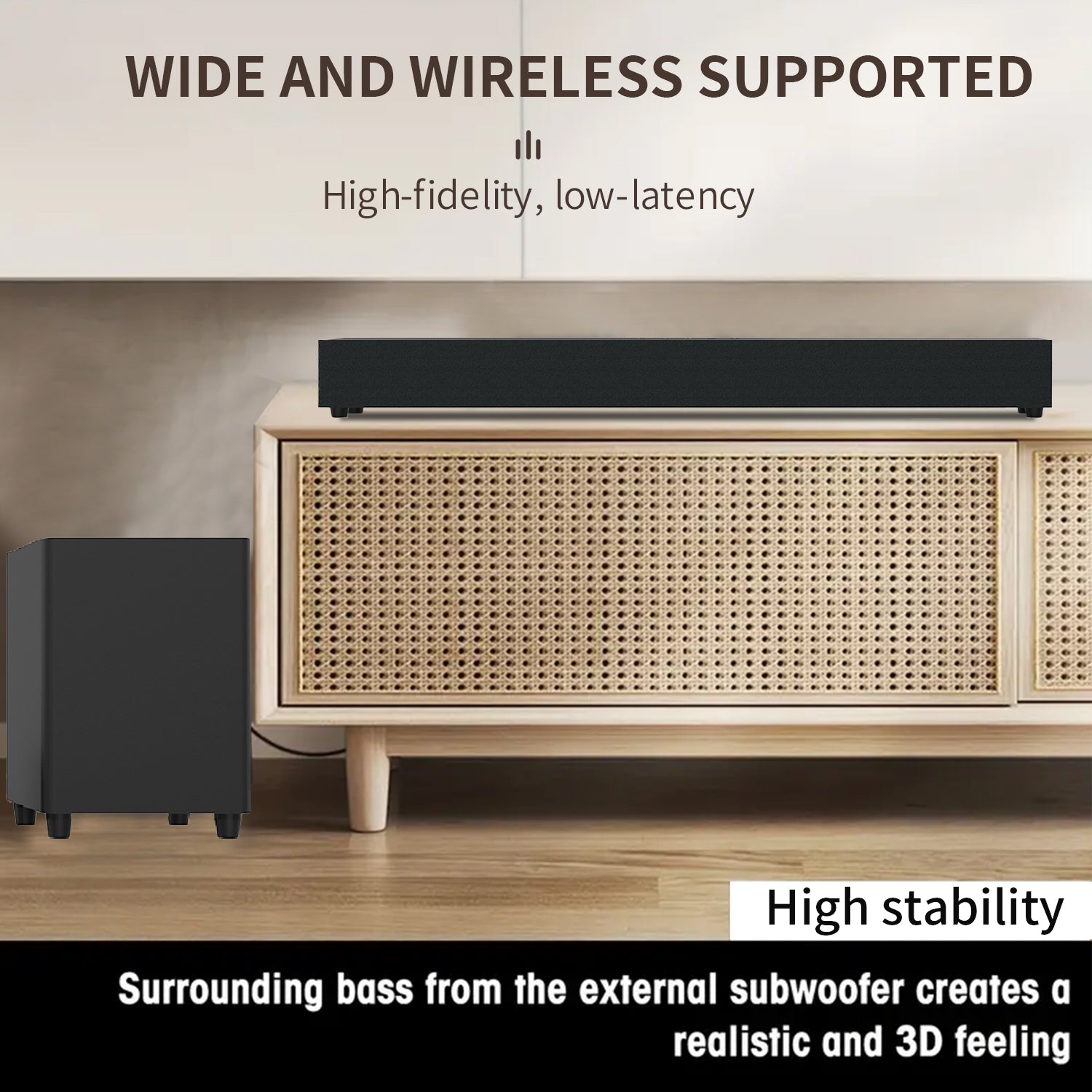 Bluetooth Soundbar With Subwoofer, 2.1 Heavy Bass Surround Sound System, TV Speaker, Home Theater Stereo, Bluetooth 5.0, AUX/USB/Optical/HD(ARC) Connection Audio Smartphone