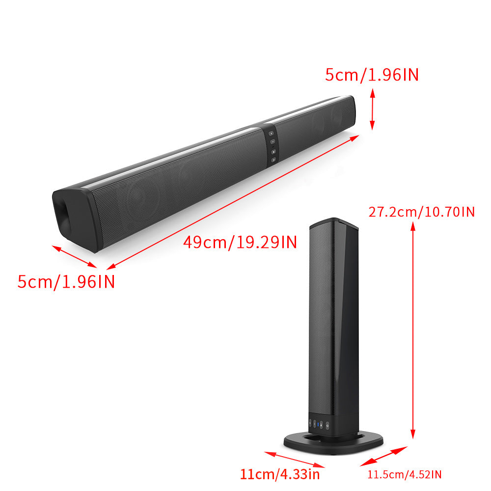 Separable All-in-One Home Theater Sound Bar, Surround Sound System TV Soundbar with 4pcs 5W Magnetic Speakers and 1pc Echo Tube, Supports Wireless, AUX Connection for PC/Gaming/Projectors, TWS, Black