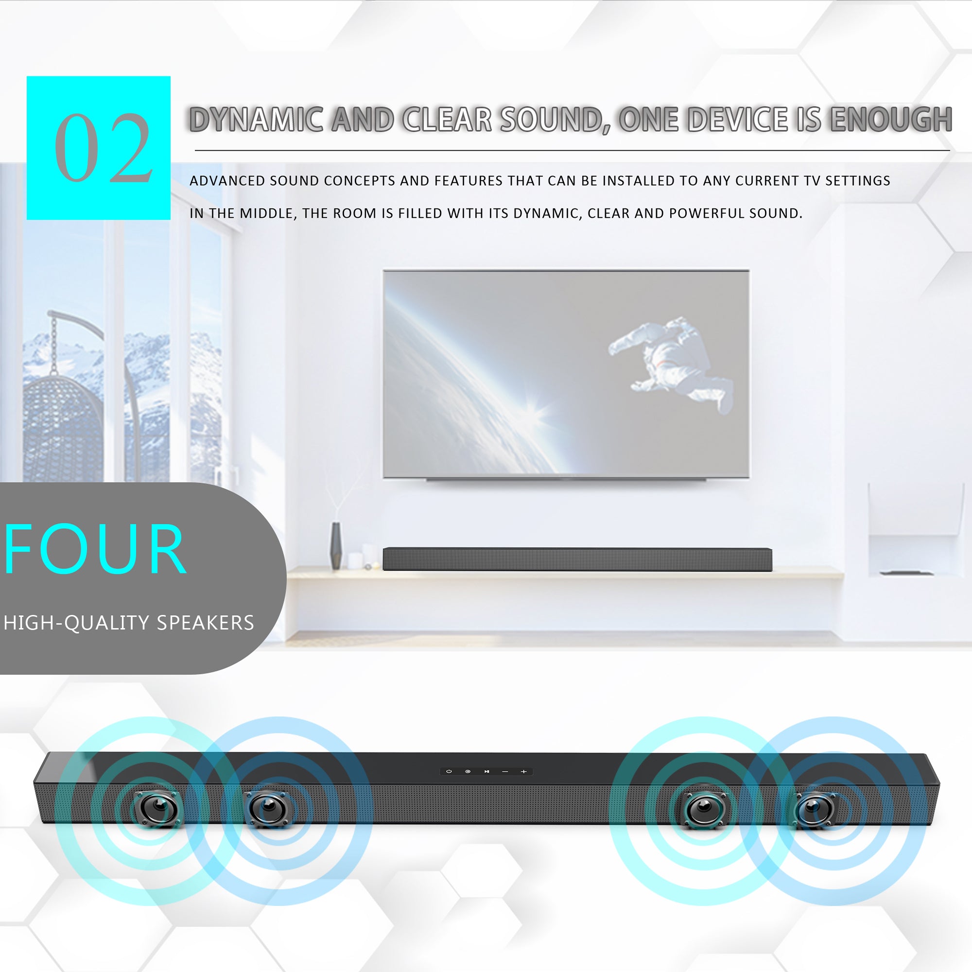 3D Surround Sound Bar Bluetooth Speaker Remote Control  Subwoofer, Low-Power Wireless Remote Control, TV Sound System, Portable Speaker, Home Theater Subwoofer