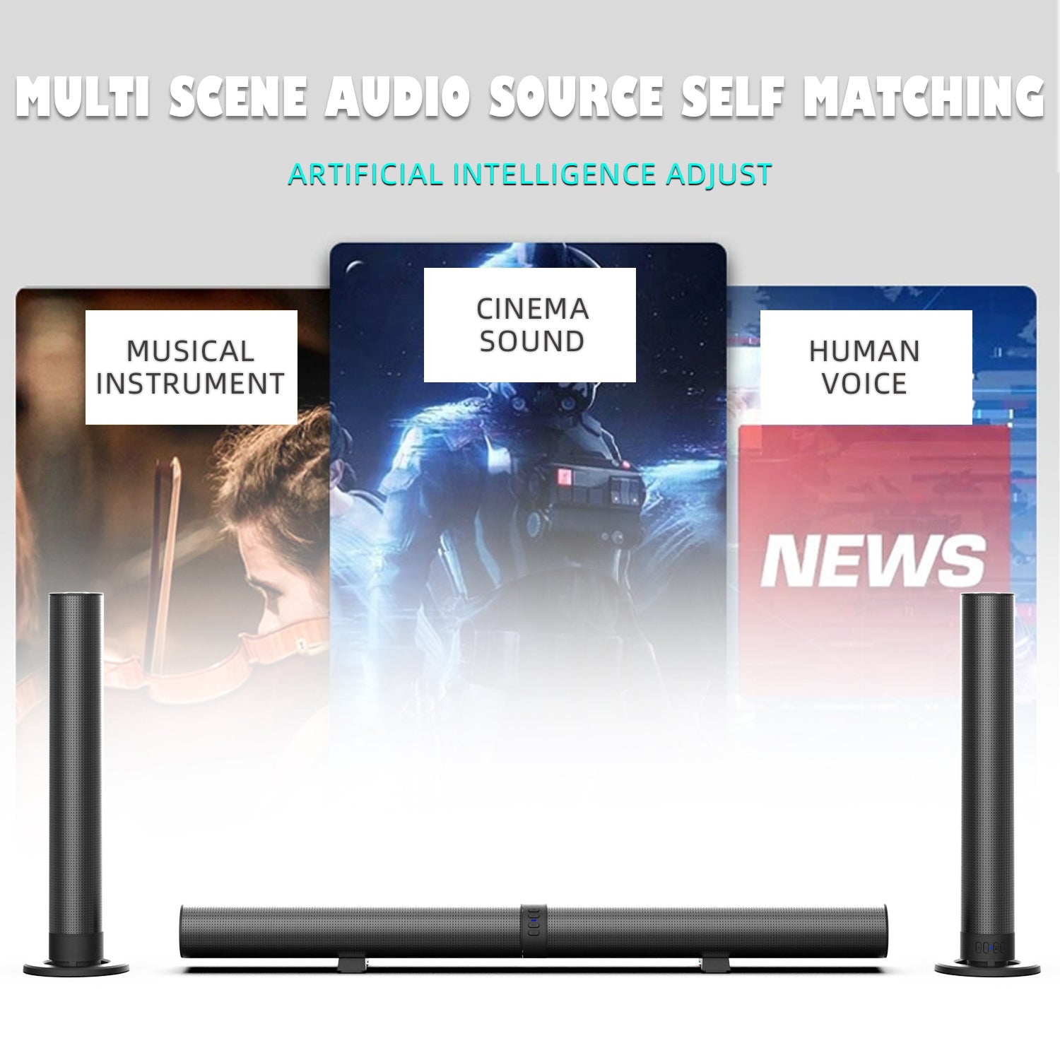 Home Theater 3D Stereo Surround Wireless Speaker Multi-Function Subwoofer Soundbar Support Foldable Split For TV/PC