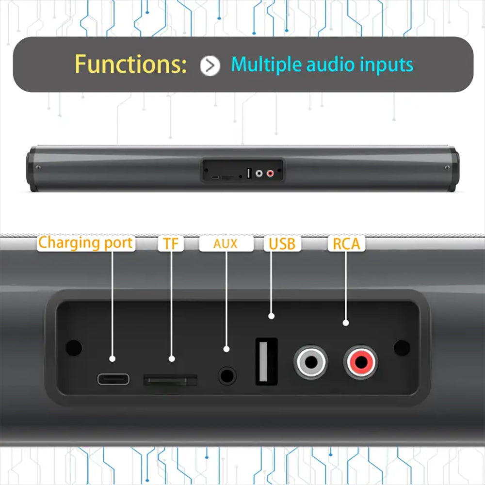 Wireless And Wired TV Speaker Soundbar Stereo Home Theater Sound Bar TF USB RCA Audio Smartphone