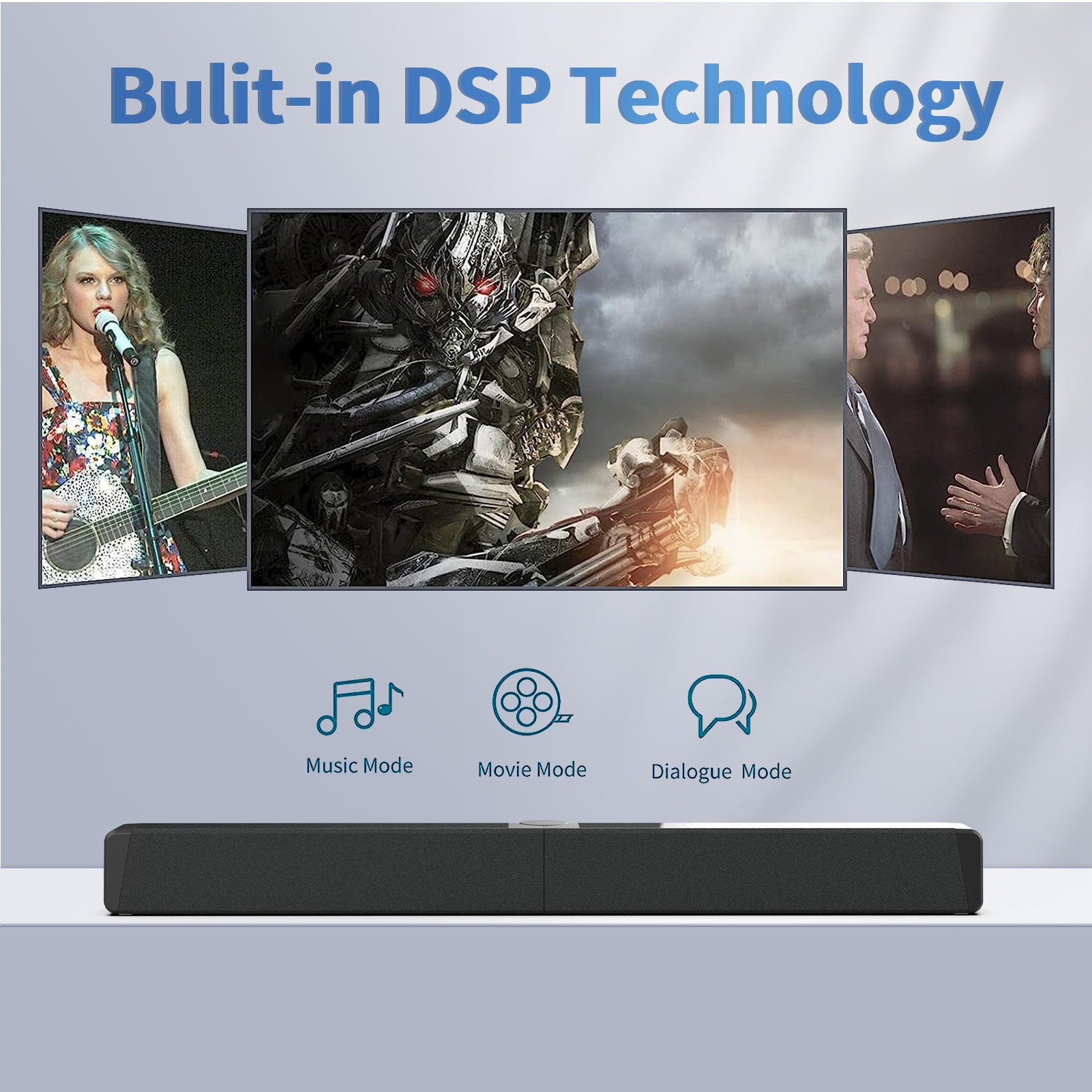 Foldable Sound Bars For TV Speaker, Bluetooth 2.1, Opt, Coaxial, USB, AUX Inputs, Projector TV Sound Bar, PC, Home Theater, 3D Surround Sound System - 26.8 Inch Audio