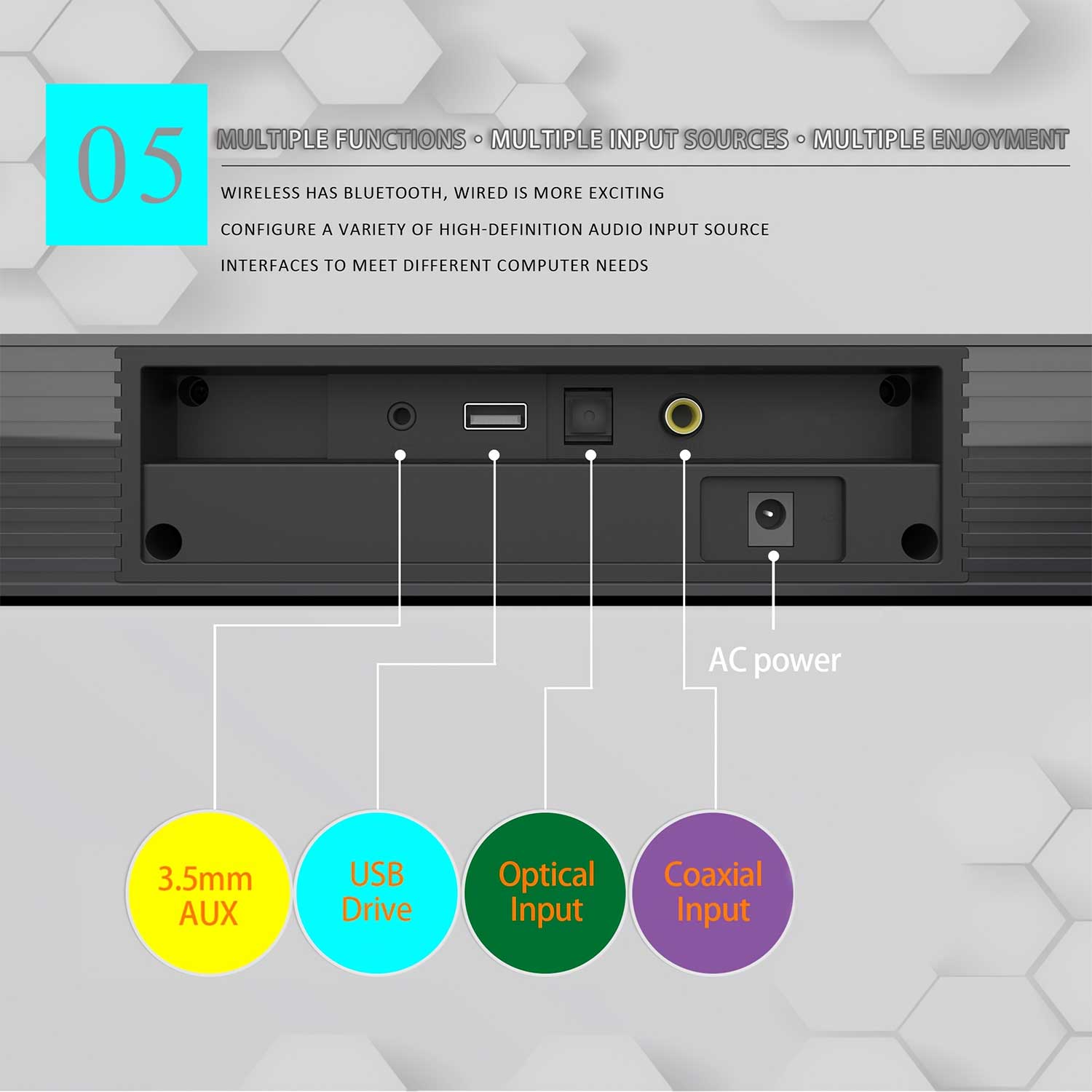 3D Surround Sound Bar Bluetooth Speaker Remote Control  Subwoofer, Low-Power Wireless Remote Control, TV Sound System, Portable Speaker, Home Theater Subwoofer