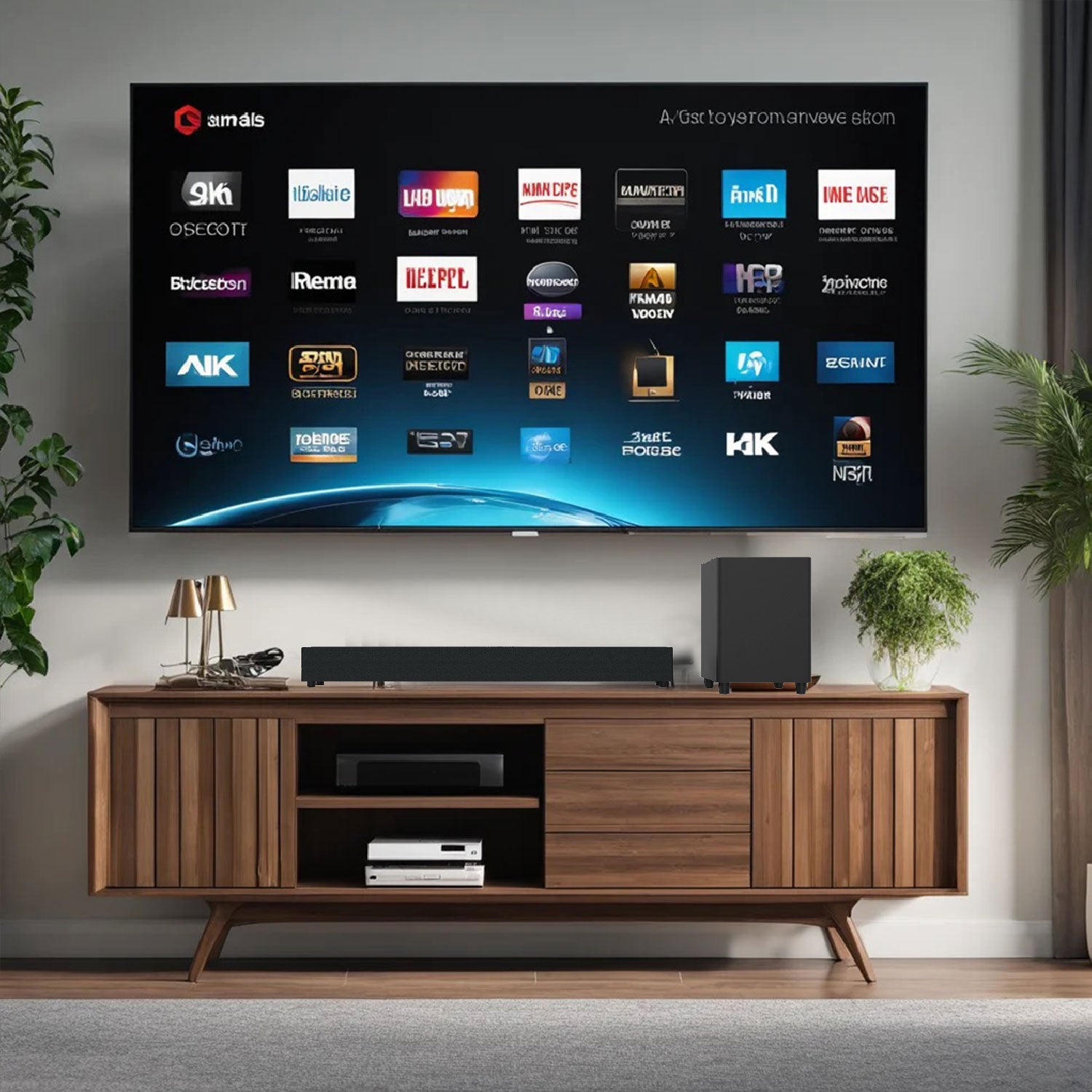 Bluetooth Soundbar With Subwoofer, 2.1 Heavy Bass Surround Sound System, TV Speaker, Home Theater Stereo, Bluetooth 5.0, AUX/USB/Optical/HD(ARC) Connection Audio Smartphone