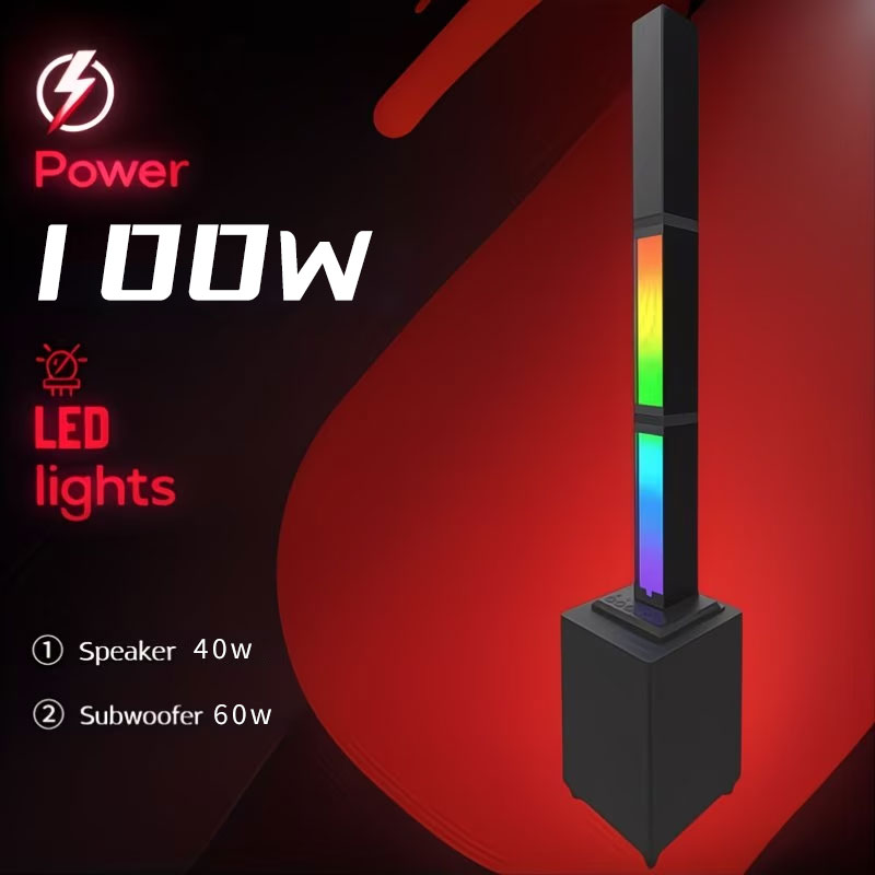 Bluetooth Soundbar With RGB Subwoofer,Heavy Bas  2.1Suround Sound System, Vertical TV speaker, Home Theater Stereo, Bluetooth 5.0, RCA/AUX/USB/HD(ARC)/Optical Connection