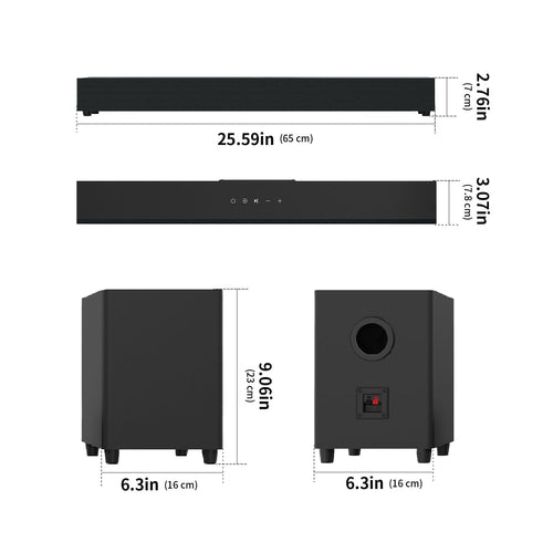 Bluetooth Soundbar With Subwoofer, 2.1 Heavy Bass Surround Sound System, TV Speaker, Home Theater Stereo, Bluetooth 5.0, AUX/USB/Optical/HD(ARC) Connection Audio Smartphone