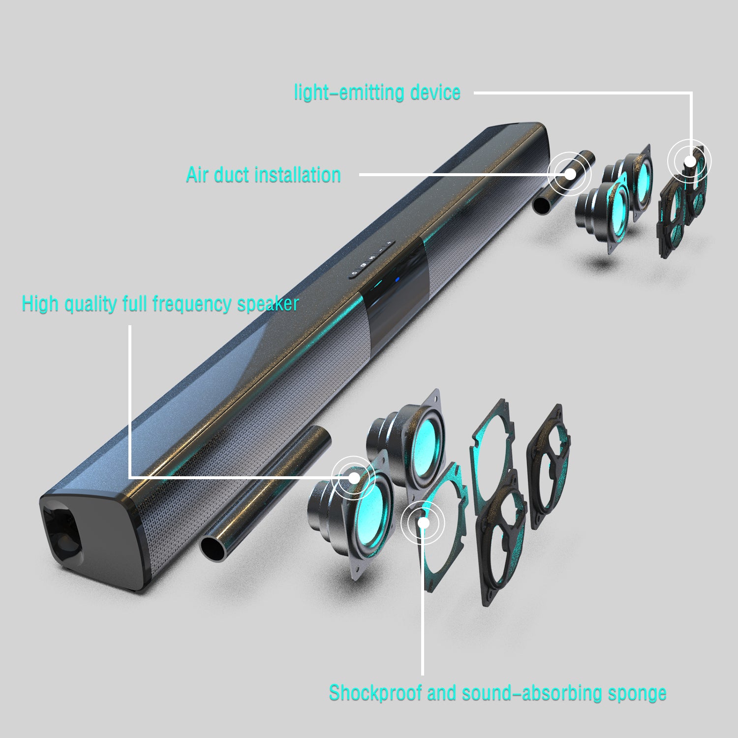 Home Theater 3D Stereo Surround RGB Wireless Speaker 20W Multi-Function Subwoofer Soundbar Support For TV/PC