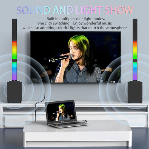 Bluetooth Soundbar With RGB Subwoofer,Heavy Bas  2.1Suround Sound System, Vertical TV speaker, Home Theater Stereo, Bluetooth 5.0, RCA/AUX/USB/HD(ARC)/Optical Connection