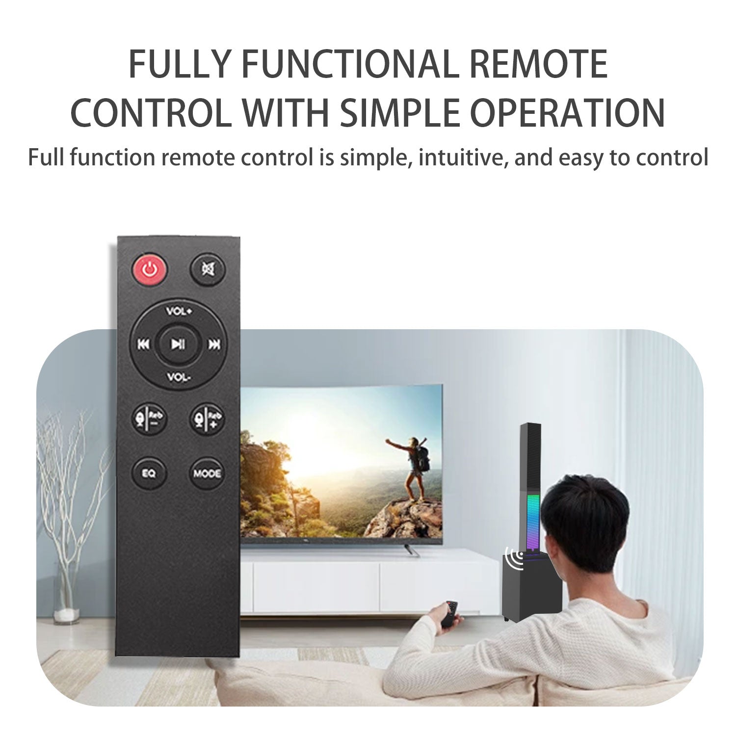 Bluetooth Soundbar With RGB Subwoofer,Heavy Bas  2.1Suround Sound System, Vertical TV speaker, Home Theater Stereo, Bluetooth 5.0, RCA/AUX/USB/HD(ARC)/Optical Connection