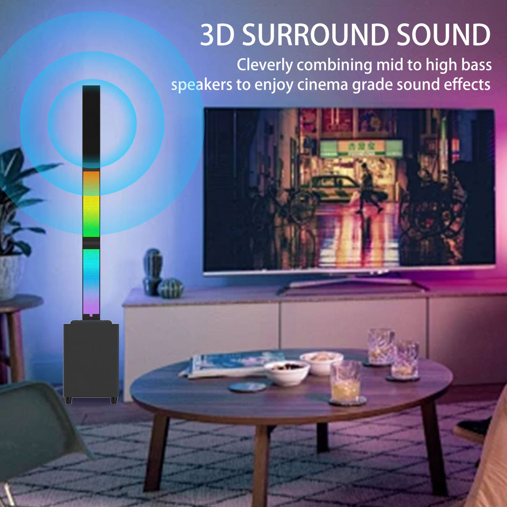 Bluetooth Soundbar With RGB Subwoofer,Heavy Bas  2.1Suround Sound System, Vertical TV speaker, Home Theater Stereo, Bluetooth 5.0, RCA/AUX/USB/HD(ARC)/Optical Connection