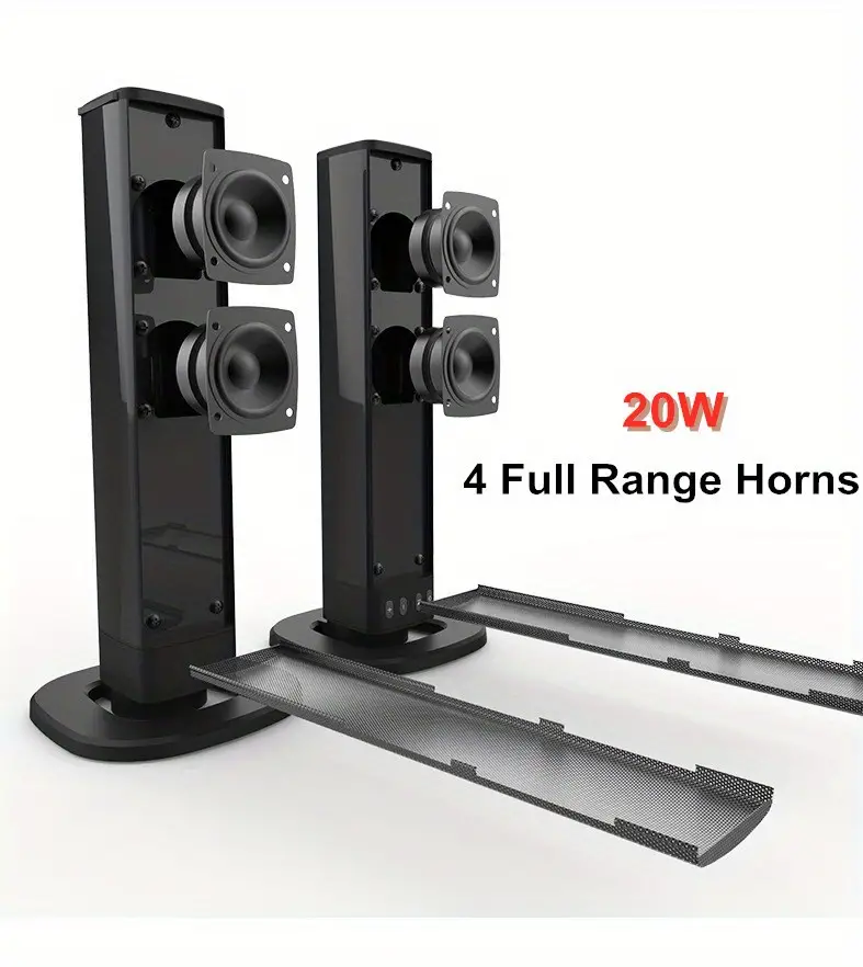 Separable All-in-One Home Theater Sound Bar, Surround Sound System TV Soundbar with 4pcs 5W Magnetic Speakers and 1pc Echo Tube, Supports Wireless, AUX Connection for PC/Gaming/Projectors, TWS, Black