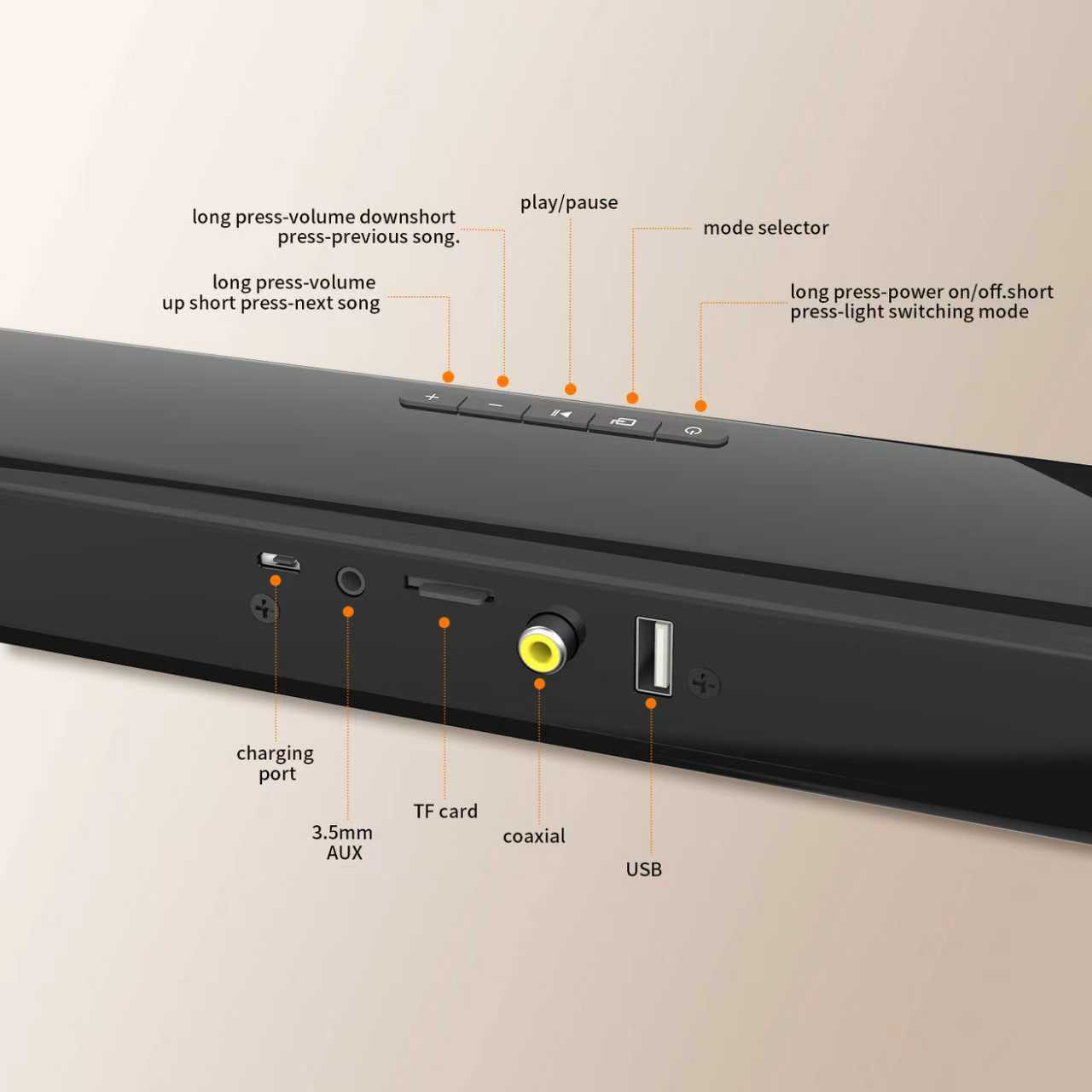 Home Theater 3D Stereo Surround RGB Wireless Speaker 20W Multi-Function Subwoofer Soundbar Support For TV/PC