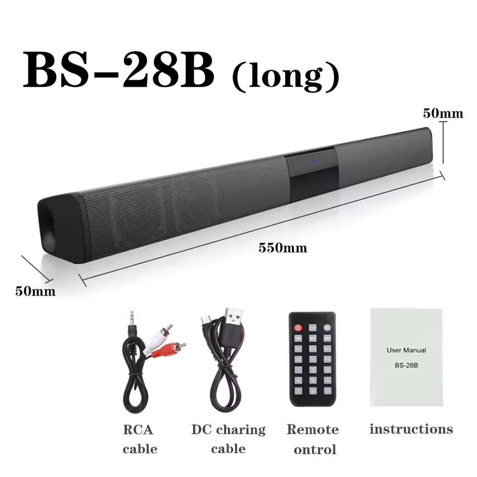 Soundbar Speakers, Bluetooth 5.3, Stereo Soundbar Surround Sound Home Cinema with Remote Control, Support RCA AUX TF-Card